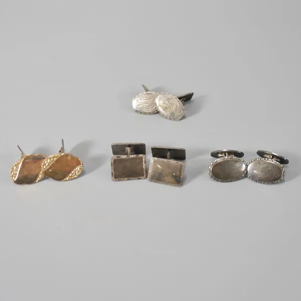 4 par manschettknappar, silver