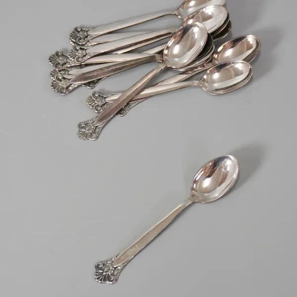 12 st kaffeskedar, silver
