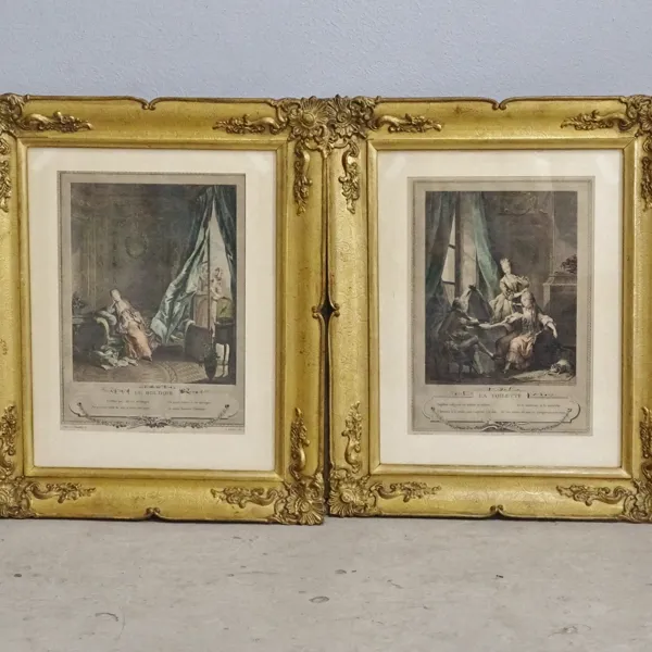 1 par grafiska tryck efter Sigmund Freudeberg i guldram, 1900-talets första hälft