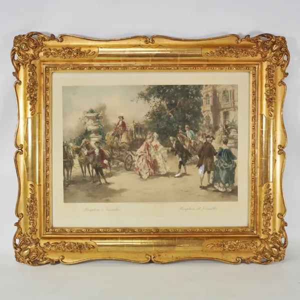 Äldre tryck "Reception at Versailles" guldram