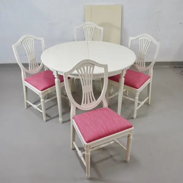Bord med 4 stolar, gustaviansk stil, 1900-tal