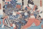 Färgträsnitt, diptyk, oidentifierad konstnär, Japan, 1800-tal