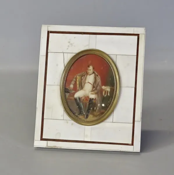 Miniatyrtavla, "Napoleon i Fontainebleau" efter Paul Delarosches