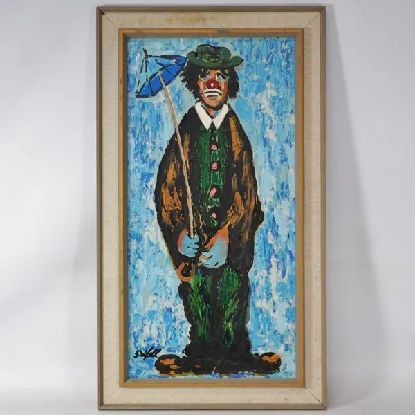 Oljemålning "gråtande clown", signerad