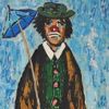 Oljemålning "gråtande clown", signerad