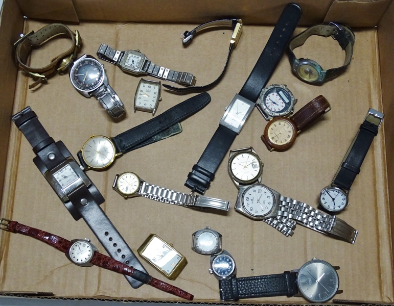 Parti klockor, ca. 20 delar, Certina, Timex m. fl.