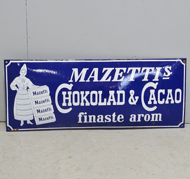 Emaljerad skylt Mazetti´s Chokolad & Cacao