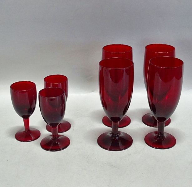 4 st. champagneglas samt 3 st. avecglas, Monica Bratt, Reijmyre, 1900-talets mitt