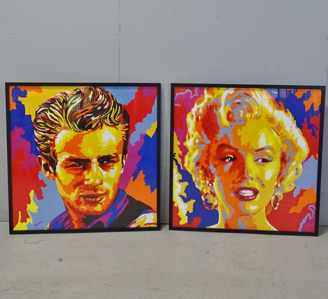 2 st affischer "James Dean" och "Marilyn Monroe"