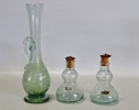 Parti figuriner, flaskor samt vas, Stockholms Glasbruk, Skansen, 8 delar