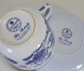 Tekopp samt 2 assietter "Blue butterfly" Adams, Wedgwood group, England
