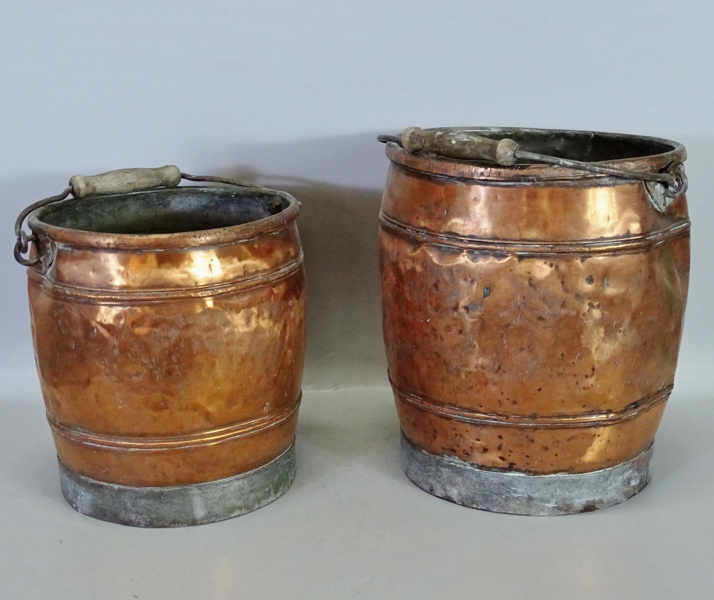 2 st äldre kopparhinkar