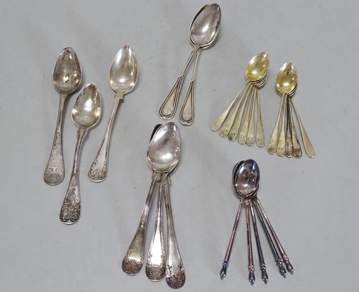 Parti kaffe- och teskedar, silver, 24 delar
