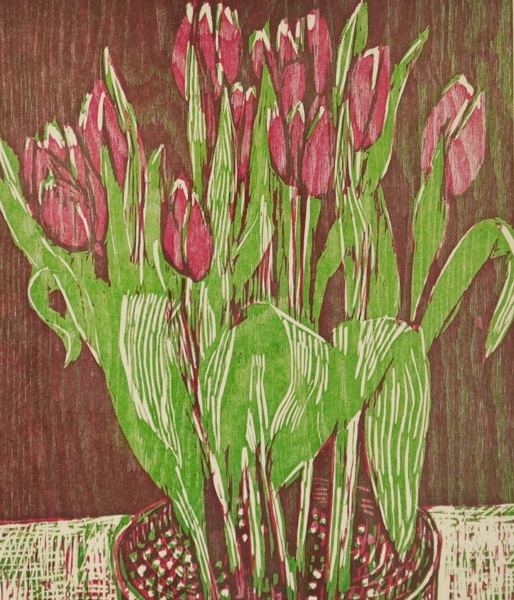 Litografi "tulpaner" Margareta Carlstedt