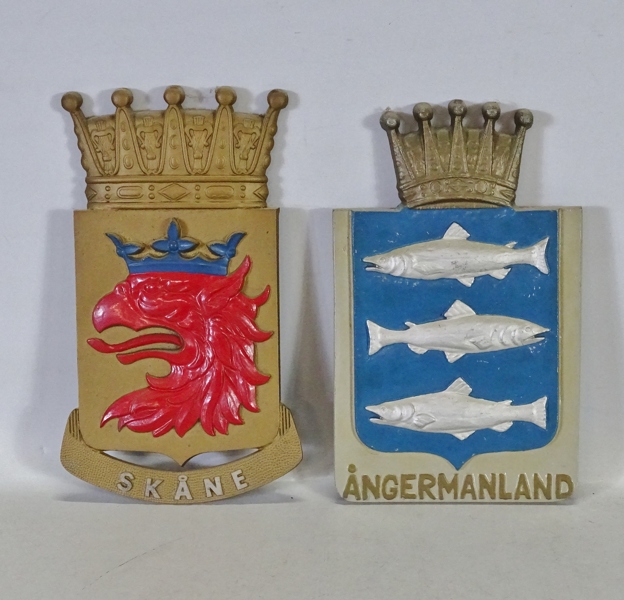 2 st landskapsvapen, Ångermanland samt Skåne
