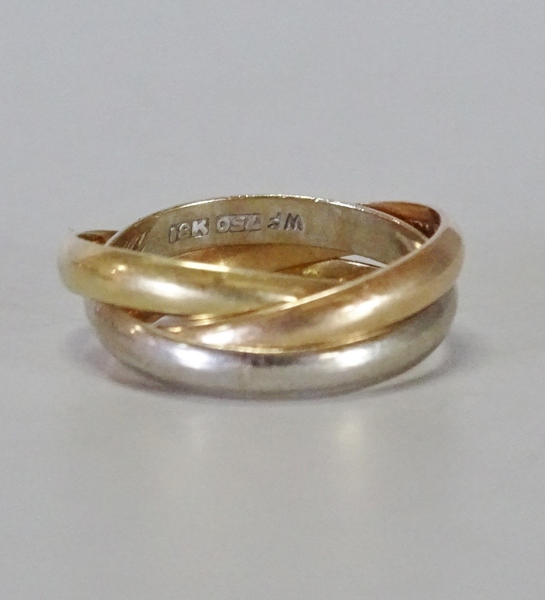 Trippelring, guld 18K, 1900-talets mitt