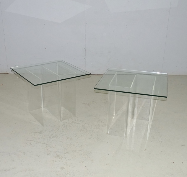 1 par sidobord, glas / plexiglas, 2000-tal