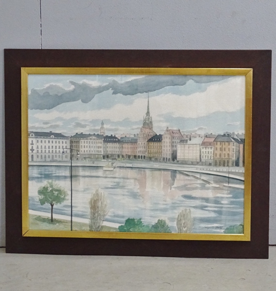 Akvarell "Gamla Stan" signerad