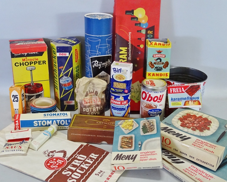 Samling äldre retro- burkar & lådor