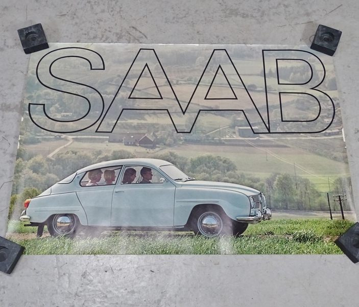 Reklamaffisch, Saab, 1900-tal