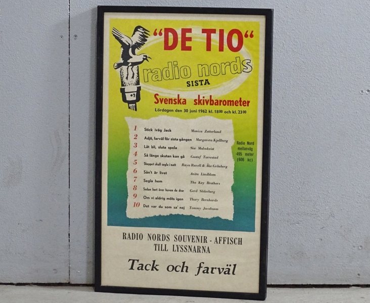 Affisch, Radio Nords sista Svenska skivbarometer, 1962