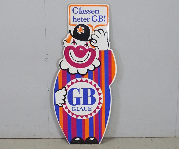Reklamskylt, GB Glace, dubbelsidig, 1900-tal