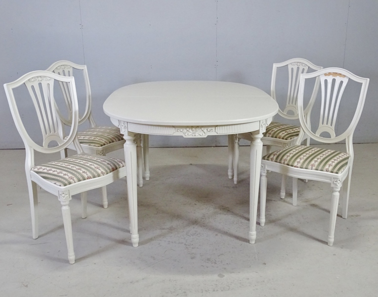 Matbord med 4 stolar, gustaviansk stil