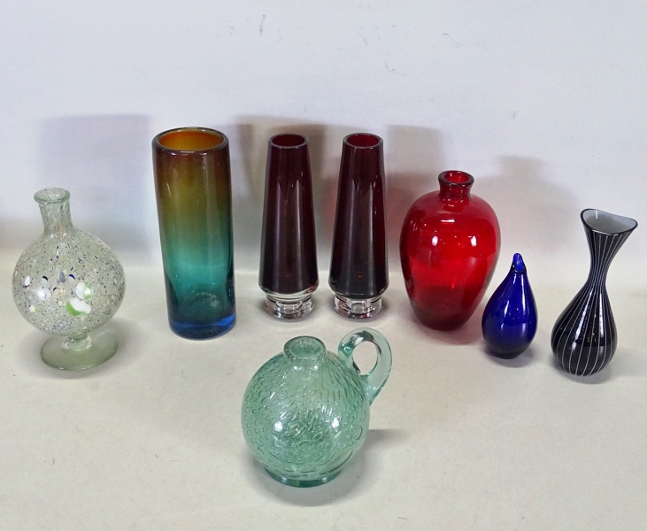 samling Vaser, glas, 8 delar