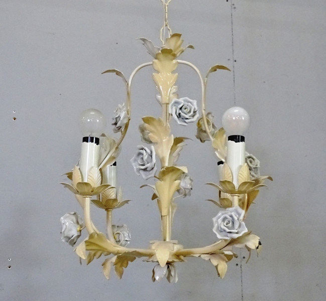 Taklampa, metall "rosor" 1900-tal