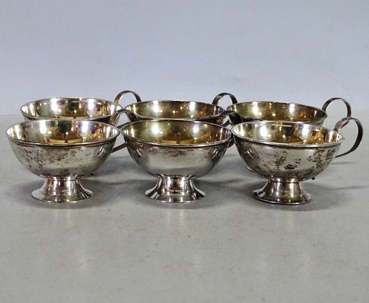 6 st punschkoppar, silver