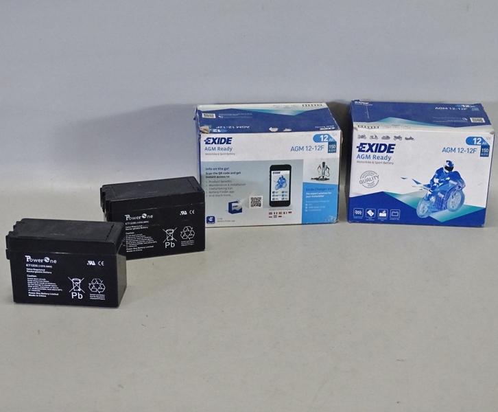 2+2 batterier, Exide och PowerOne, AGM 12-12F samt KT 1226
