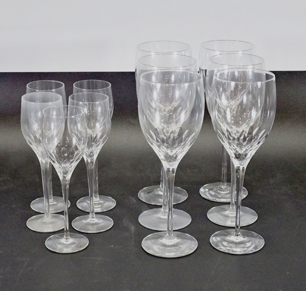 6+5 vin- samt starkvinsglas, "Prelude" Nils Landberg, Orrefors