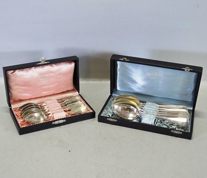 6+6 dessert- samt teskedar, silver, 1900-tal