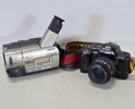 2 st. kameror samt videokamera, Nikon, Panasonic och Sony