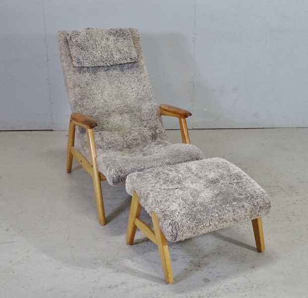 Fåtölj med fotpall "Siesta" JIO möbler, 1960-tal