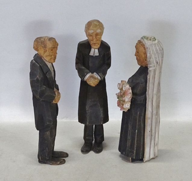 3 st träfigurer "bröllop"