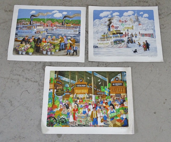 3 st litografier, Bert Håge Häverö