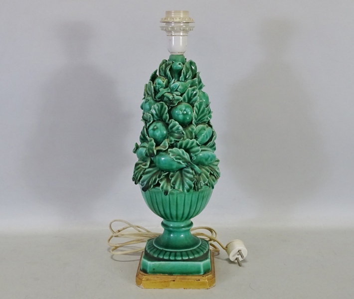 Bordslampa, keramik, dekor frukter