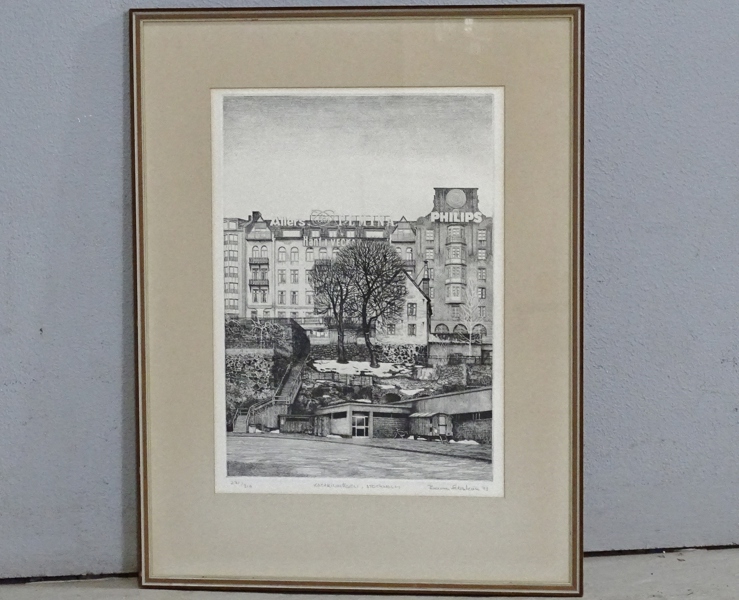 Etsning "Katarinavägen" Bruno Ekström