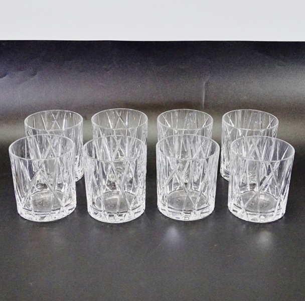 8 st. whiskyglas, "City Old" Martti Rytkönen, Orrefors
