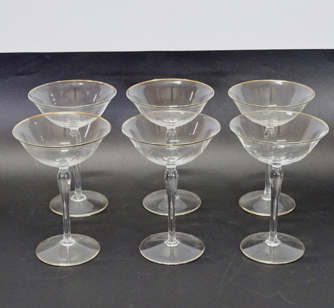 6 st. Champagneglas, 1900-talets första hälft