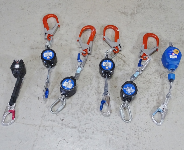 6 st. fallskyddsblock, varierande typ och fabrikat