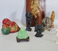 Parti figuriner samt tavla "Orentaliska gudar bl. a. Ganesha samt Buddha" 1900-tal