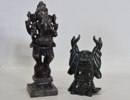 Parti figuriner samt tavla "Orentaliska gudar bl. a. Ganesha samt Buddha" 1900-tal
