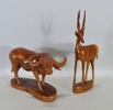 2 st. skulpturer "Vattenbuffel samt antilop" troligen Indien