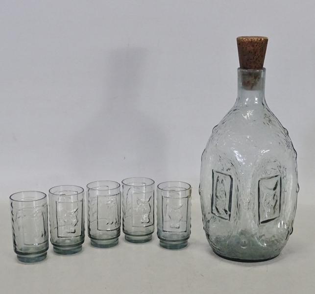 Brännvinskaraff samt 5 snapsglas, CEB Björkhults, Sverige