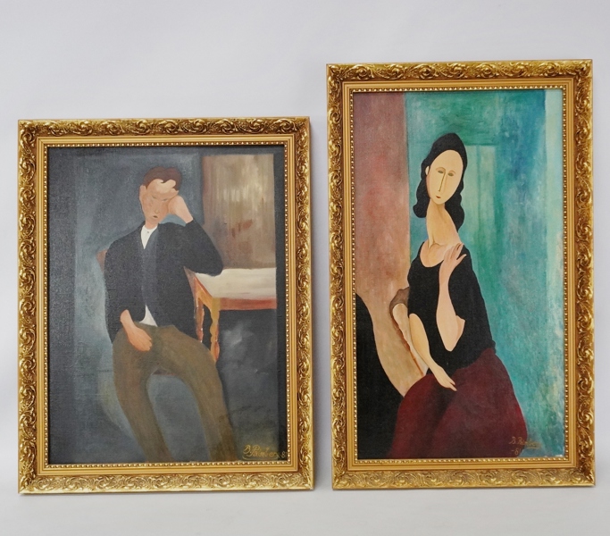 2 st oljemålningar, oidentifierad konstnär
