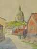 Akvarell, Tage Fougstedt "Katarina Kyrka"