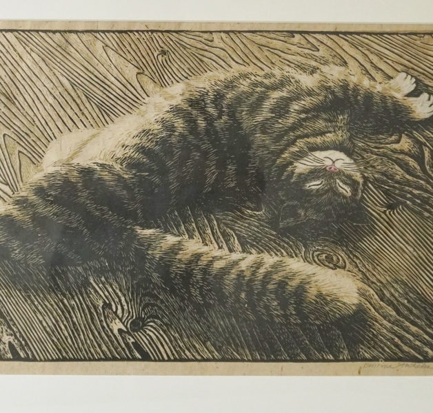 Litografiskt tryck "katt" Kristina Anshelm