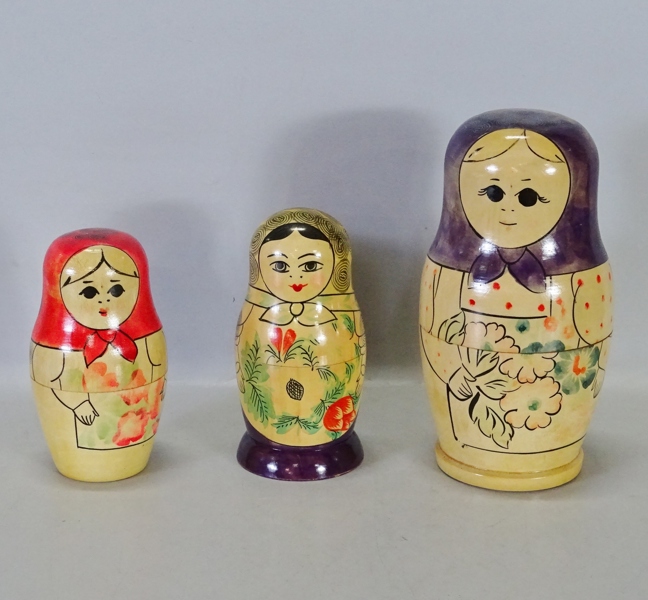 3 st Matrjosjka dockor, 1900-tal